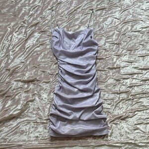 AKIRA Sparkling Lavender Mini Dress with Rhinestone Straps
